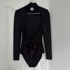 Elegant Black Women's Backless Bodysuit